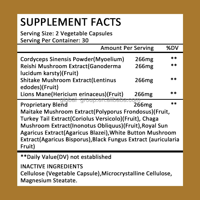 OEM Memory Focus Lions Mane Mushroom Extract Lions Mane Mushroom Supplement Lions Mane Mushroom Capsule