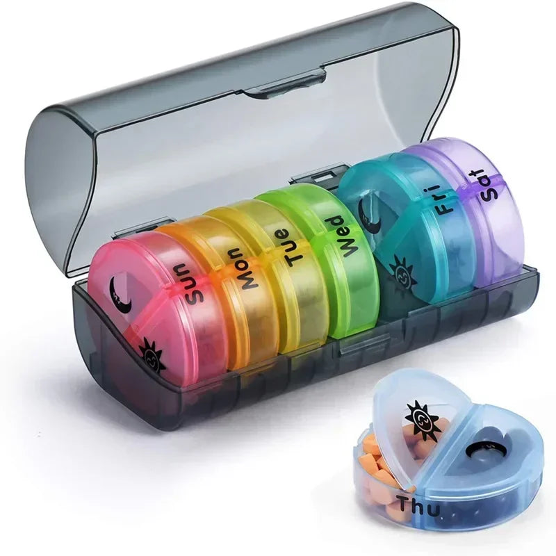 Weekly 7 Days Pill Medicine Box Holder Organizer Weekly 7 Day 14 Slots Pill Storage Box for Medications Supplements Vitamins