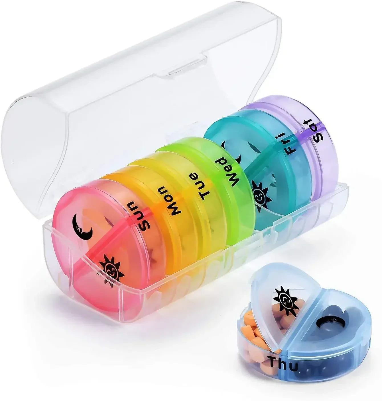 Weekly 7 Days Pill Medicine Box Holder Organizer Weekly 7 Day 14 Slots Pill Storage Box for Medications Supplements Vitamins